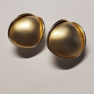 Ellen Designs Matte Gold Clip Earrings Vintage Original
